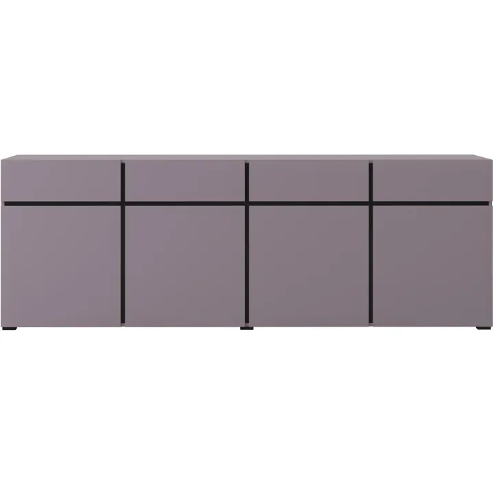 Madia 225x78h cm 4 ante 4 cassetti moderna lilla nero Lolla