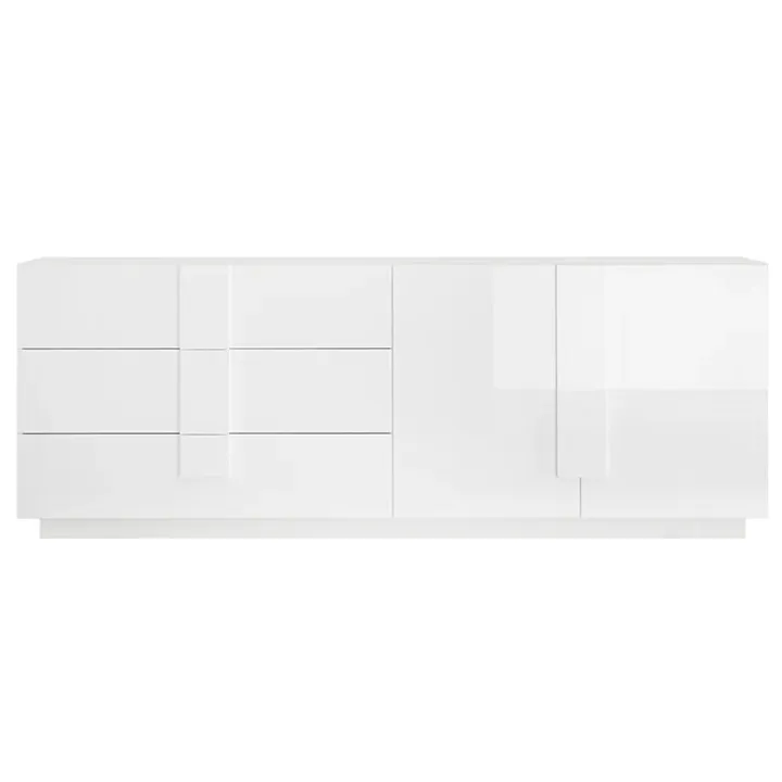 Madia 241x90h cm 2 ante 3 cassetti moderna bianco laccato lucido Alvarez