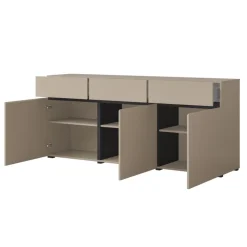 Madia 180x78h cm 3 ante 3 cassetti moderna tortora nero Lolla