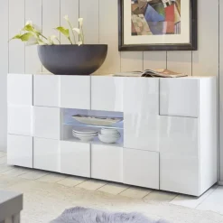 Madia 181x84h cm 2 ante 2 cassetti moderna bianco lucido Obsession