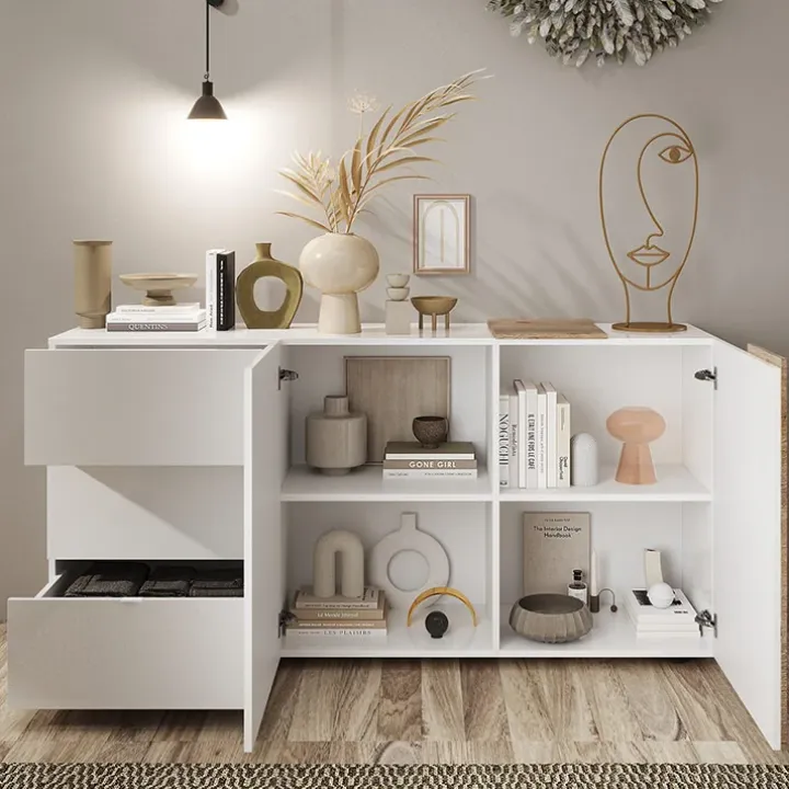 Madia 181x86h cm 2 ante 3 cassetti moderna bianco lucido rovere Universal