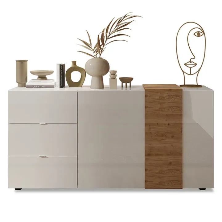 Madia 181x86h cm 2 ante 3 cassetti moderna bianco lucido rovere Universal