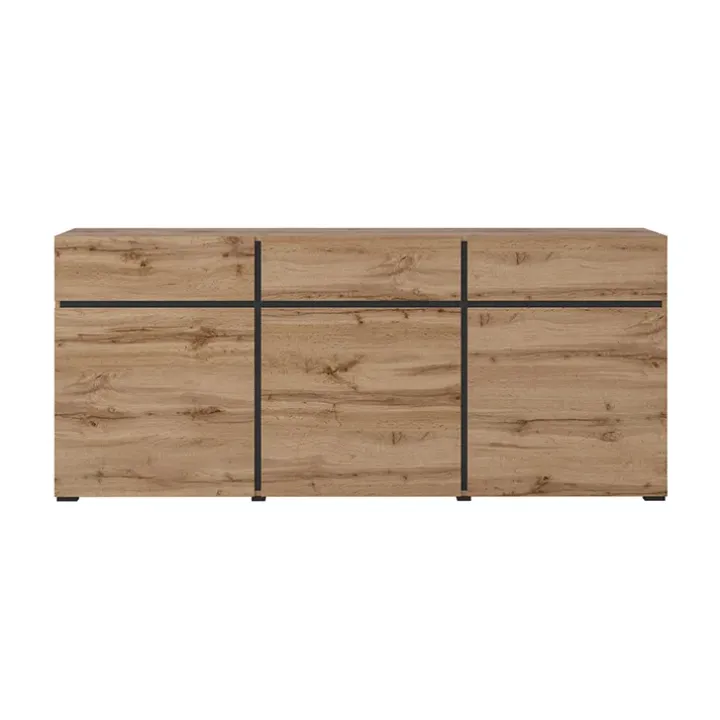 Madia 180x78h cm 3 ante 3 cassetti moderna rovere nero Lolla
