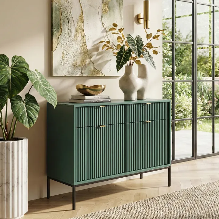 Madia 104x83h cm 2 ante 2 cassetti moderna design verde Alisa