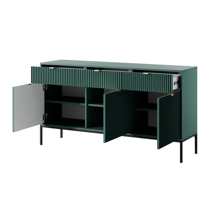 Madia 154x83h cm 3 ante 3 cassetti moderna verde Alisa