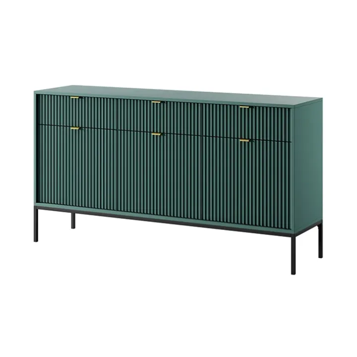 Madia 154x83h cm 3 ante 3 cassetti moderna verde Alisa