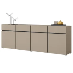 Madia 225x78h cm 4 ante 4 cassetti moderna tortora nero Lolla