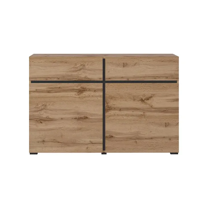 Madia 120x78h cm 2 ante 2 cassetti moderna rovere nero Lolla