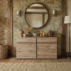 Madia 120x78h cm 2 ante 2 cassetti moderna rovere nero Lolla