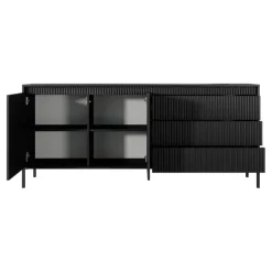 Madia 187x82h cm 2 ante 3 cassetti nero opaco cannettato Ciar