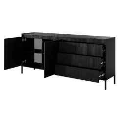 Madia 187x82h cm 2 ante 3 cassetti nero opaco cannettato Ciar