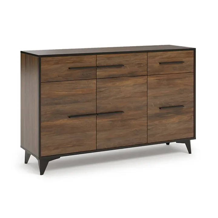 Madia 135x86h cm 3 ante 3 cassetti noce Line