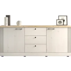 Madia 211x88h cm 2 ante 3 cassetti rovere bianco frassinato Doria