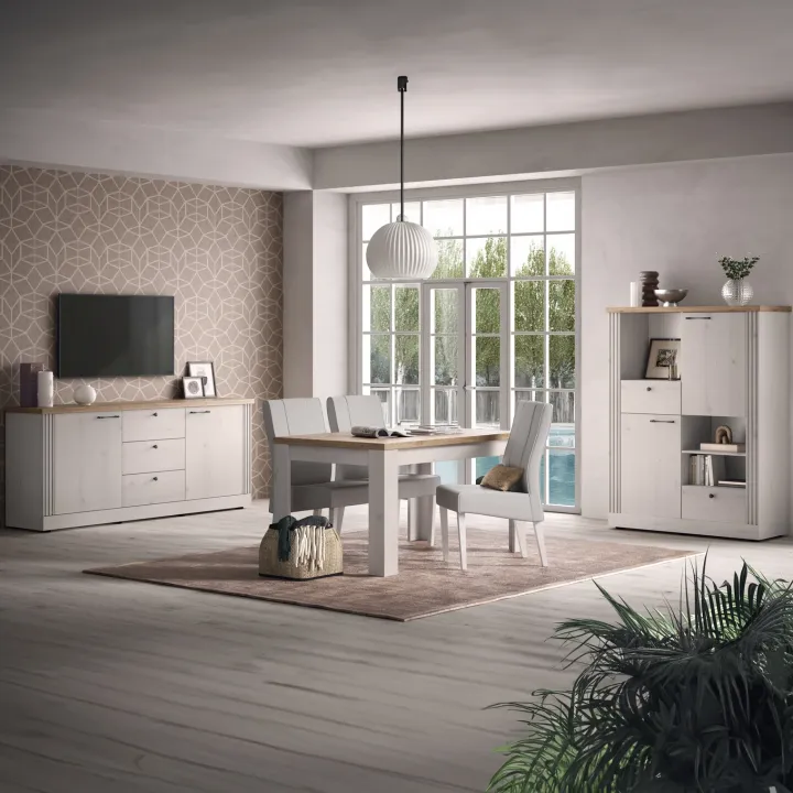 Madia 211x88h cm 2 ante 3 cassetti rovere bianco frassinato Armonia