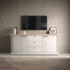Madia 211x88h cm 2 ante 3 cassetti rovere bianco frassinato Armonia