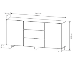 Madia 160x80h cm 2 ante 3 cassetti soggiorno rovere chiaro Mellow