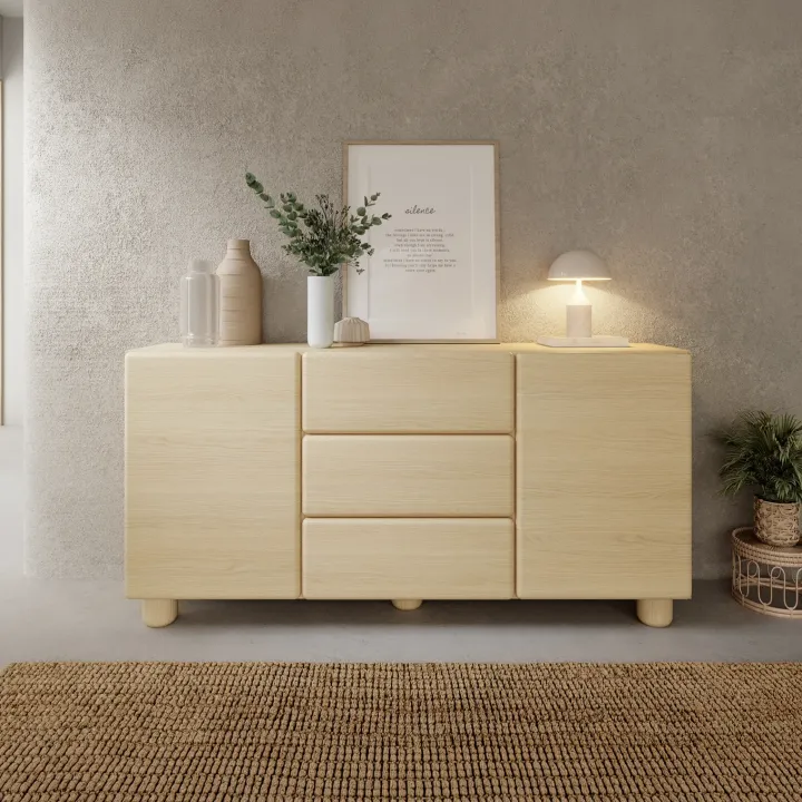 Madia 160x80h cm 2 ante 3 cassetti soggiorno rovere chiaro Mellow