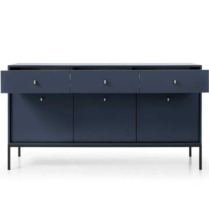 Madia 154x83h cm 3 ante con cassetti moderna blu notte Glory