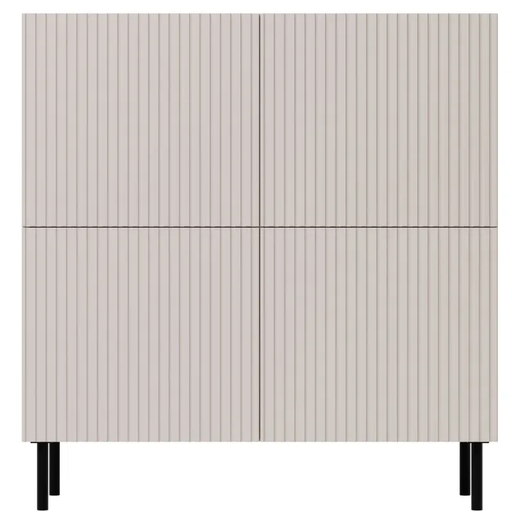 Madia 101x106h cm 4 ante con frontali cannettati beige Ziggy