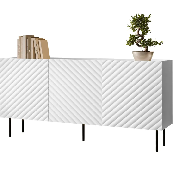 Madia 166x80h cm 3 ante con frontali decorati bianco Daniele