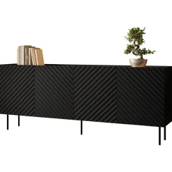 Madia 200x80h cm 4 ante con frontali decorati nero Daniele
