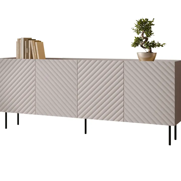 Madia 200x80h cm 4 ante con frontali decorati beige Daniele