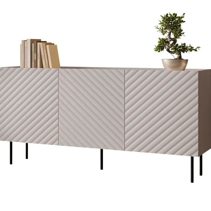 Madia 166x80h cm 3 ante con frontali decorati beige Daniele