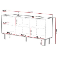 Madia 166x80h cm 3 ante con frontali decorati beige Daniele