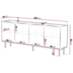 Madia 200x80h cm 4 ante con frontali decorati bianco Daniele