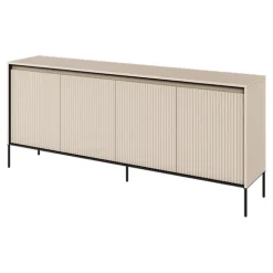 Madia 193x83h cm 4 ante con led cannettato beige nero Camelia