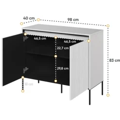 Madia 98x83h cm 2 ante con led cannettato bianco opaco nero Camelia