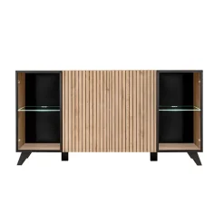 Madia 160x82h cm 4 ante con stampa nera soggiorno noce Mendes
