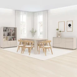 Madia 205x70h cm 4 ante design in rilievo beige cashmere Sonia