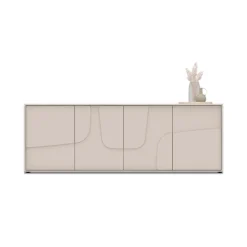 Madia 205x70h cm 4 ante design in rilievo beige cashmere Sonia