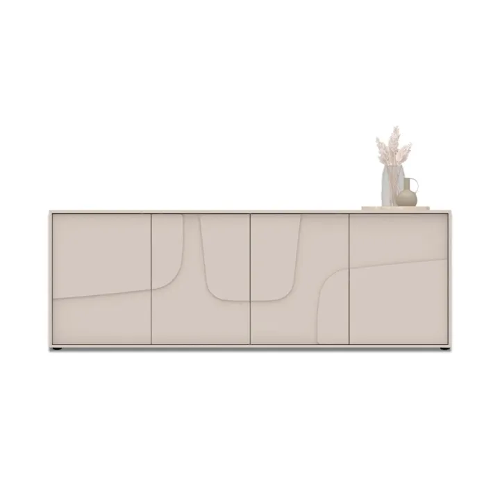 Madia 205x70h cm 4 ante design in rilievo beige cashmere Sonia