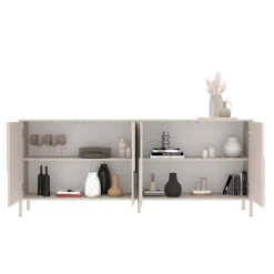 Madia 205x84h cm 4 ante design in rilievo con piedini beige cashmere Sonia