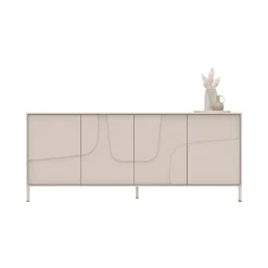 Madia 205x84h cm 4 ante design in rilievo con piedini beige cashmere Sonia