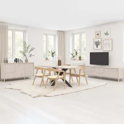 Madia 155x86h cm 3 ante design in rilievo con piedini beige cashmere Sonia