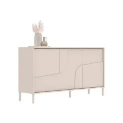 Madia 155x86h cm 3 ante design in rilievo con piedini beige cashmere Sonia