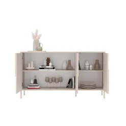 Madia 155x86h cm 3 ante design in rilievo con piedini beige cashmere Sonia