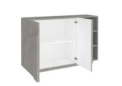 Madia 120x86h cm 2 ante e vani a giorno moderna grigio cemento Zenzero