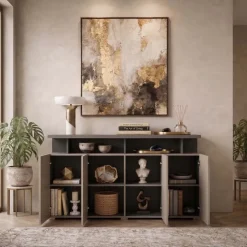 Madia 153x84h cm 4 ante moderna beige grigio Matt