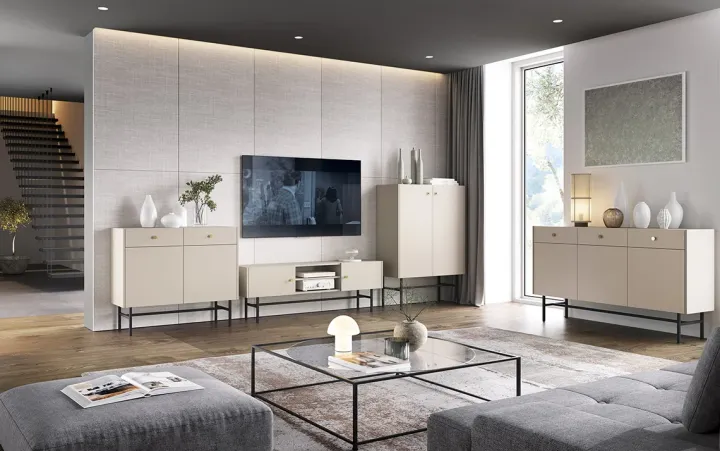 Madia 155x90h cm 3 ante moderna beige Eterna