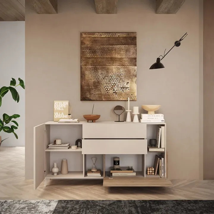 Madia 181x94h cm 2 ante moderna beige rovere chiaro Witty