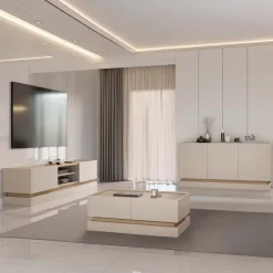 Madia 160x75h cm 3 ante moderna beige rovere Rhea
