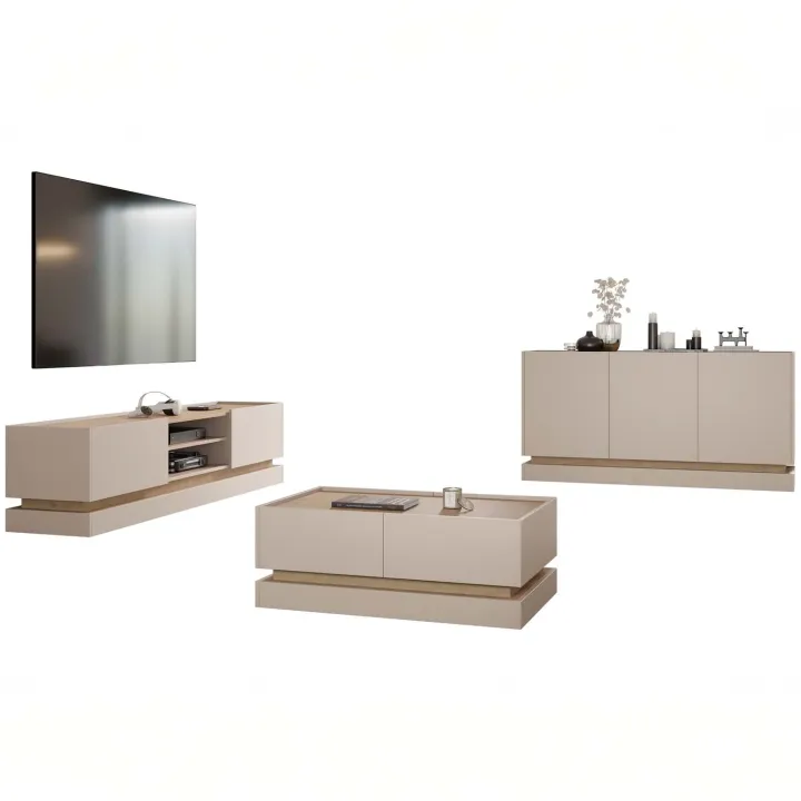 Madia 160x75h cm 3 ante moderna beige rovere Rhea
