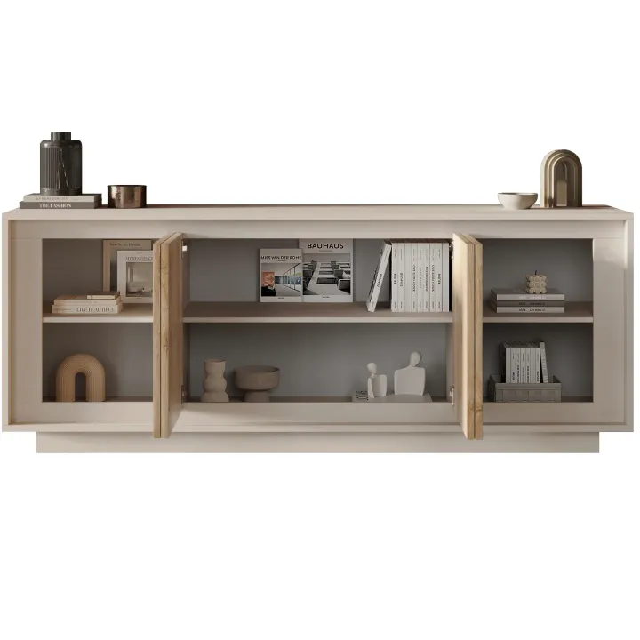 Madia 207x80h cm 4 ante moderna beige rovere chiaro Deluxe