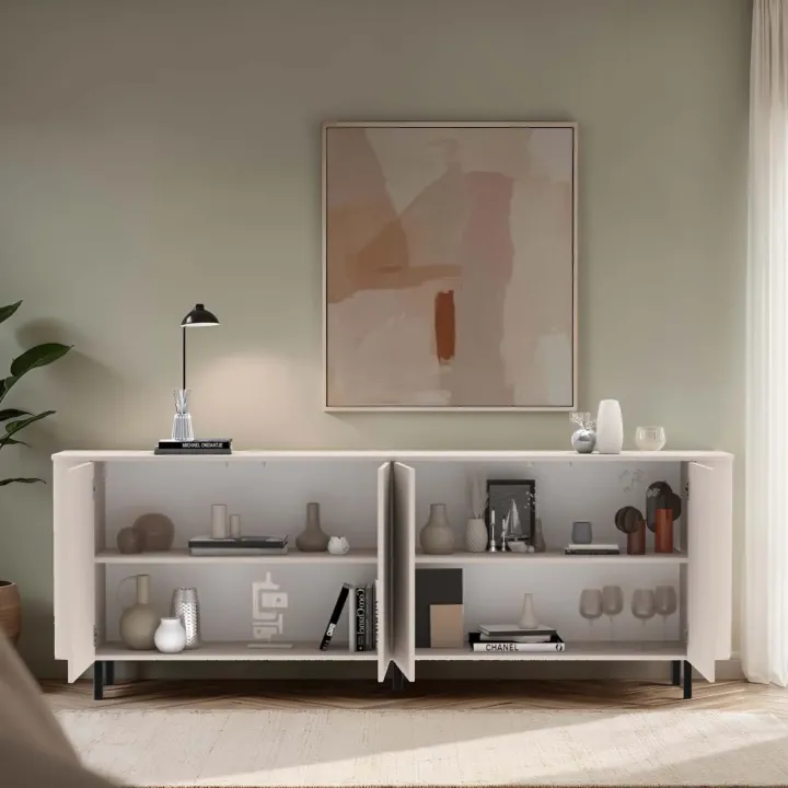 Madia 230x82h cm 4 ante moderna beige cashmere Lucrezia