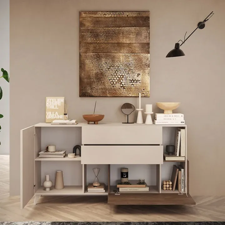 Madia 181x94h cm 2 ante moderna beige rovere scuro Witty
