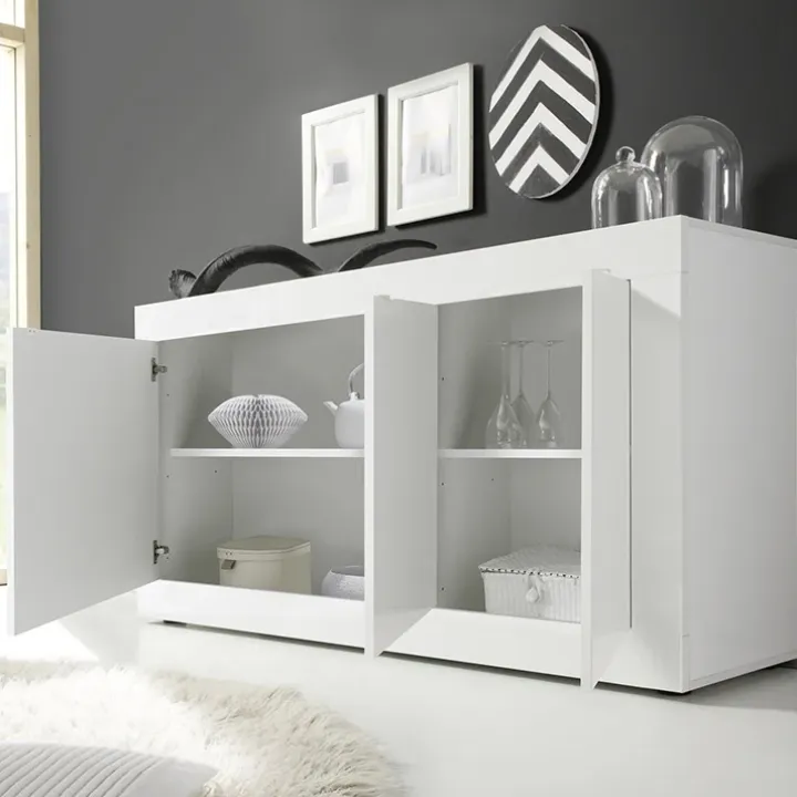 Madia 160x86h cm 3 ante moderna bianco lucido Eternity